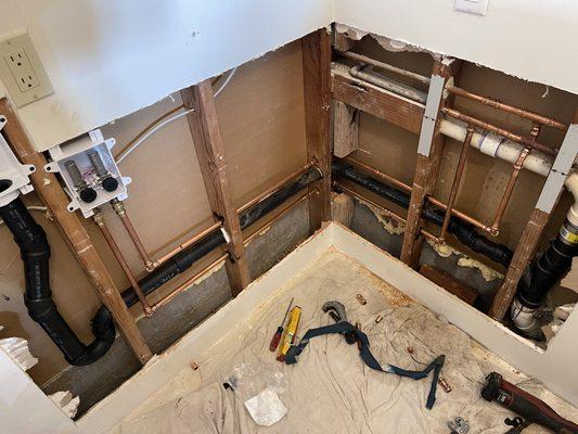 Running new water lines to a new washer location