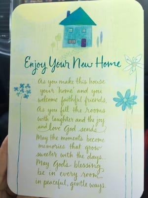 A lovely card from our agent at closing