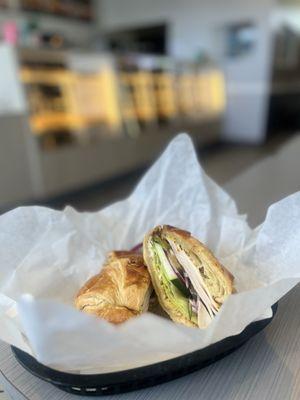 Turkey sandwich on croissant