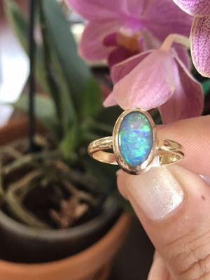 Australian Opal in 14k and 18k yellow gold