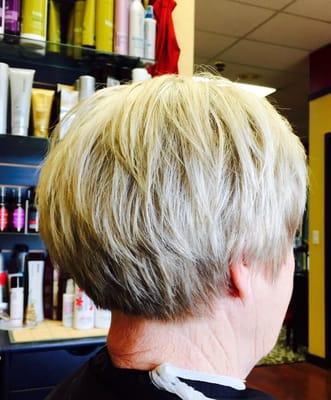 Fun cuts at Salon Redd . This client has been with her stylist over 20 years. Thanks for your loyalty Sharon.