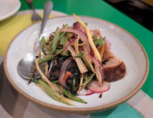 Romano and yellow bean panzanella