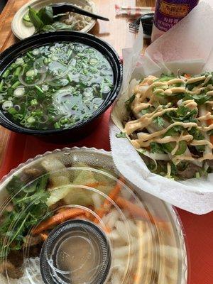 Pho 1 and two bulgogi tacos and a bowl very good