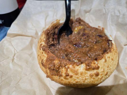 My Hubby got the chili in a bread bowl
