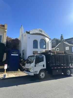 French drainage system being installed. Saint Francis Woods, San Francisco.