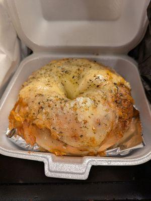 Cheesy garlic stuffed bagel