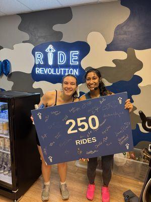 Any celebrating her 250th milestone at Ride Revolution with one of the best instructors Nikki!