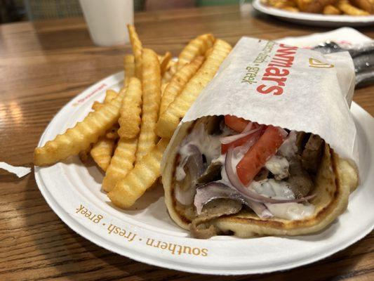 Gyro Pita with fries