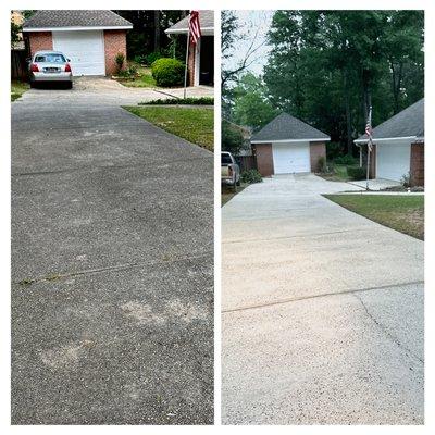 Pressure Washed Driveway Before and After by Top Pressure Washing and Lawn Care