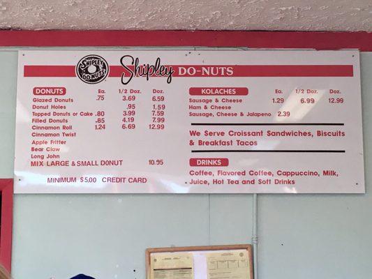 Menu at Shipleys
