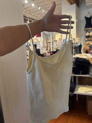 One shoulder strap was about 2 inches longer than the other after wearing zero times and washing only once.