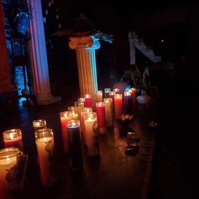 Candles from fire ceremony during Middle Pillar Ritual healing ceremony.