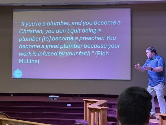 Pastor Ryan, giving a great presentation this morning. I highly recommend this church and pastor Ryan.