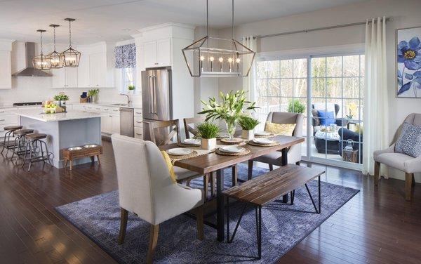 Open concept Kitchen with Natural Quartz Countertops