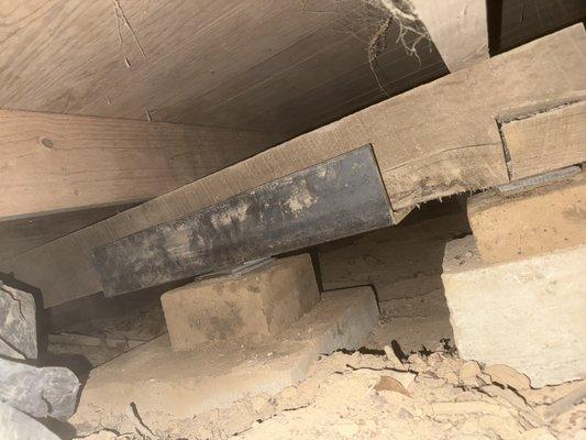 Pad & Block support with angle iron for prevention of beam damage