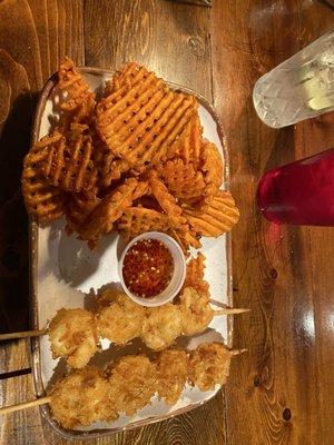 Coconut shrimp with sweet potato fries