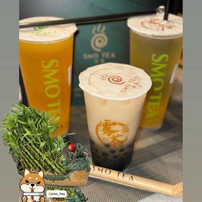 Passionfruit Tea / Brown Sugar boba tea. / Lychee Green Tea