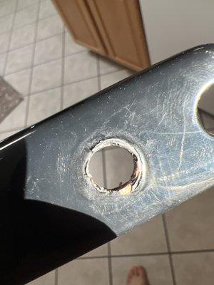 They left a plastic thing in it when they were prepping it and sandblasting I guess