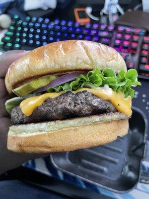Steak burger with cheddar cheese