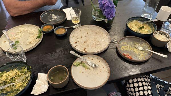 Cleans plates and some to go