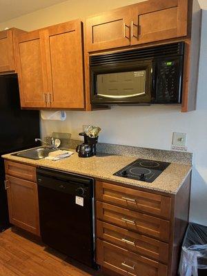 Microwave and area to cook basics.