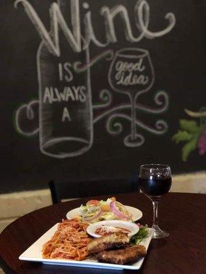 Italian night! This night was fried lasagna and spaghetti with our delicious salad and breadsticks!