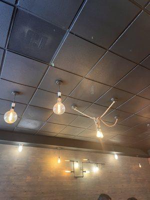 Ceiling lights above dining hall