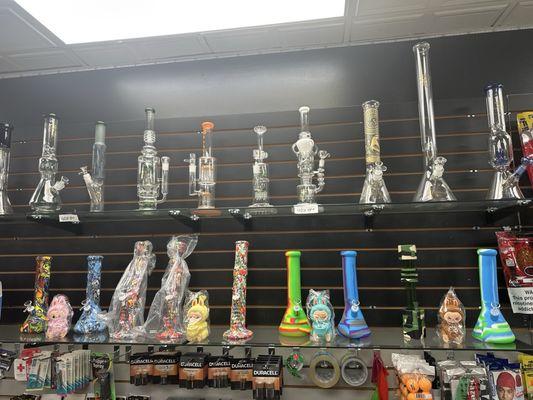 Glass and silicone bongs