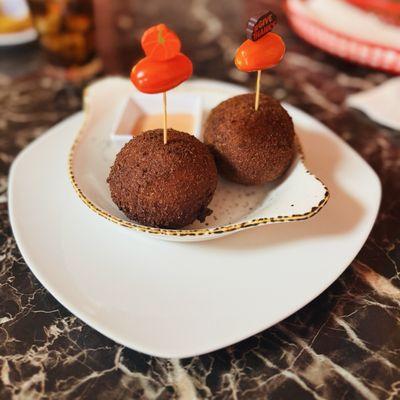 Papas Rellenas (2 potatoes Stuffed with seasoned ground beef) HUGE and yum!!!