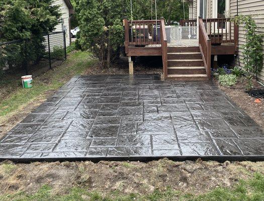 Colored and stamped concrete patio