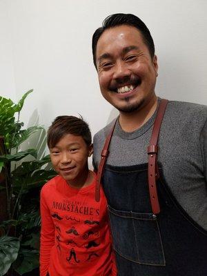 Little man with yuusuke San. First time getting highlights! (The only person I would trust with my babays first hair coloring)