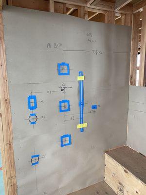 Shower layout before starting rough plumbing.