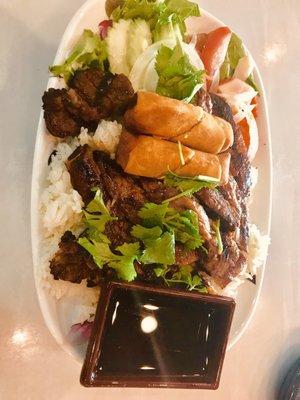 Grill pork w rice add eggs roll