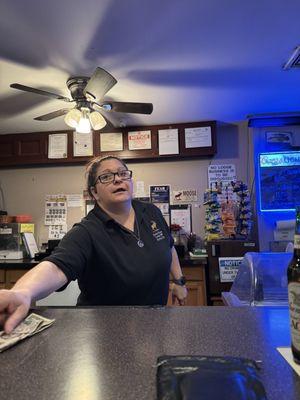 Brenda our barkeep at the Lodge.