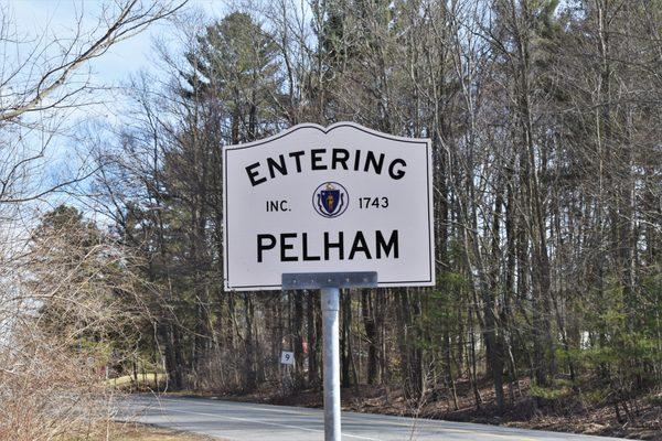 Entering Pelham, MA. This sign is shown at the Amherst line.