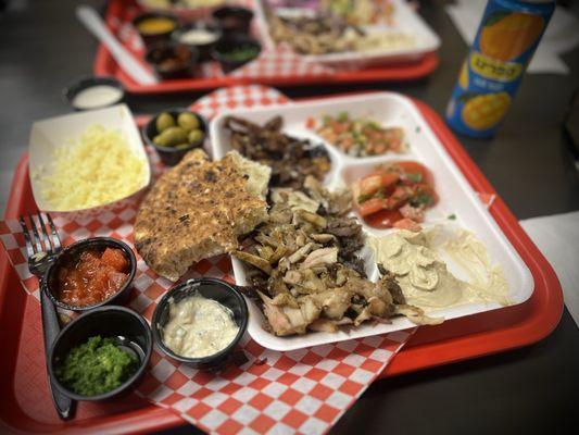 Mix of Beef & Chicken Shawarma Plate, half eaten