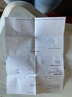 Here is a copy of the receipt. Like for real you can't give a receipt showing the Covid on it. I can't get reimbursed with just this!!!!