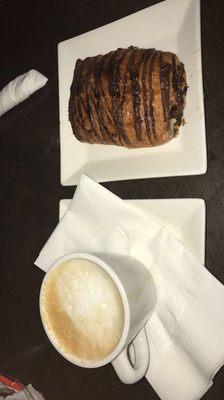 Warm filled chocolate croissant with a hot hazelnut latte. Dipped my croissant in my latte, was the closest thing to heaven!