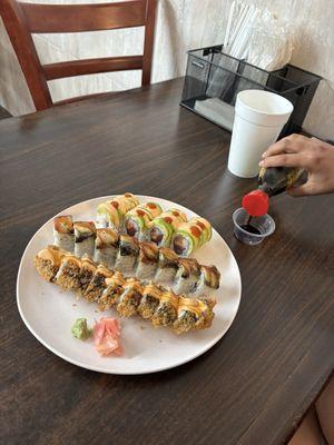 Super Crunch Roll, Eel Dragon Roll, Tiger Eye Roll