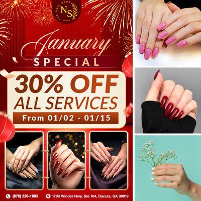 NEW YEAR, NEW GLOW.
Start 2026 with a 30% OFF Glow-Up at The Nails Spot!