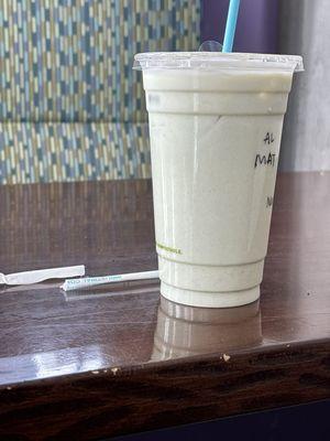 Iced almond matcha?? Girl where's the matcha