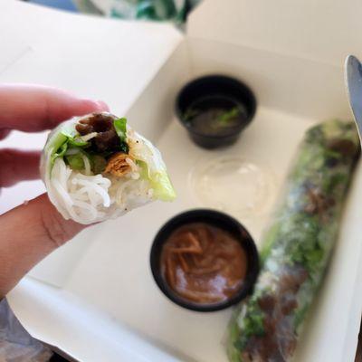 Beef spring rolls