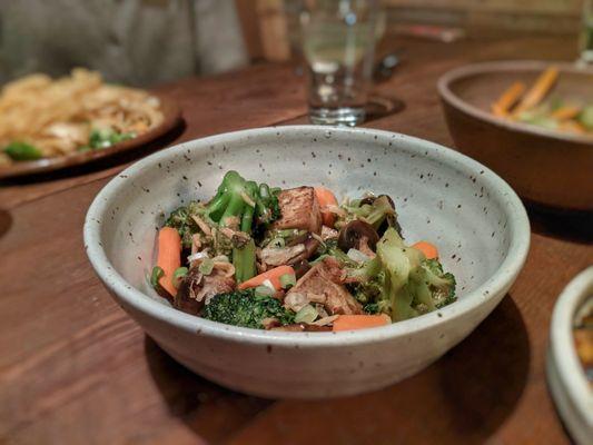 Sweet and sour broccolini + tofu + mushrooms