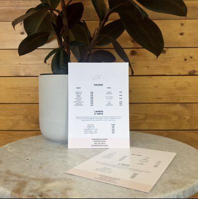 I offer a full line of face and body waxing, as well as eyelash extensions and lash lifts and tints.