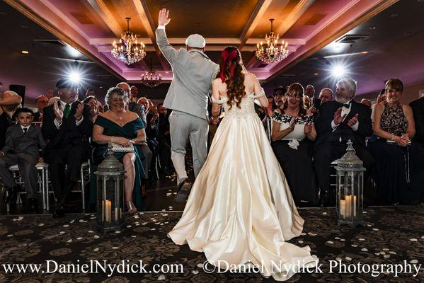 Groom jumps after wedding ceremony at Skylands Manor