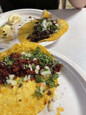 Chorizo and asada taco