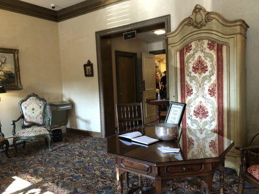 In the common reception area.