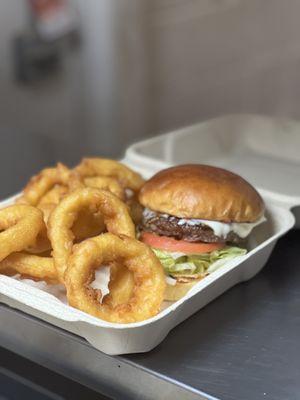 Cheeseburger & Onion Rings!