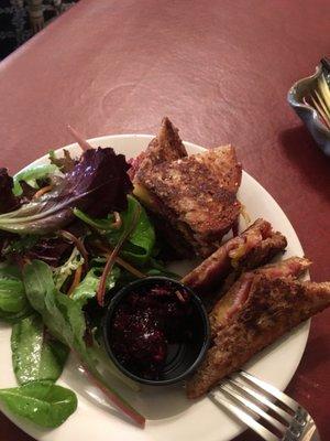 One of the specials this week is a wonderful Bacon Grilled Cheese with a BlackBerry Jalapeño jam and fresh greens salad