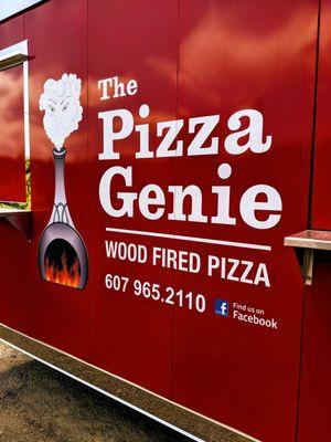 Outside of the Pizza Genie food truck.